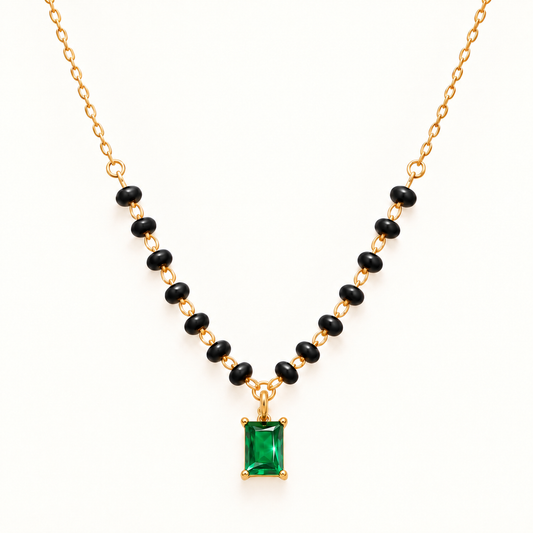 Zyra Emerald Mangalsutra - 18K Gold Plated