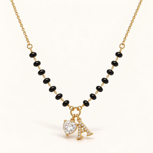 Heart & Initial Mangalsutra - 18k Gold Plated
