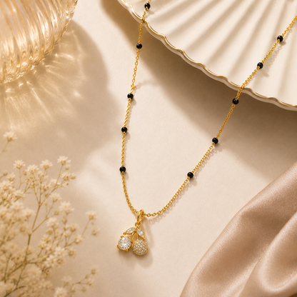 Cherry Crystal Mangalsutra - 18k Gold Plated