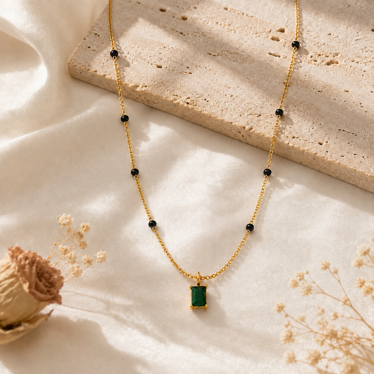 Emerald Prism Mnagalsutra - 18k Gold Plated