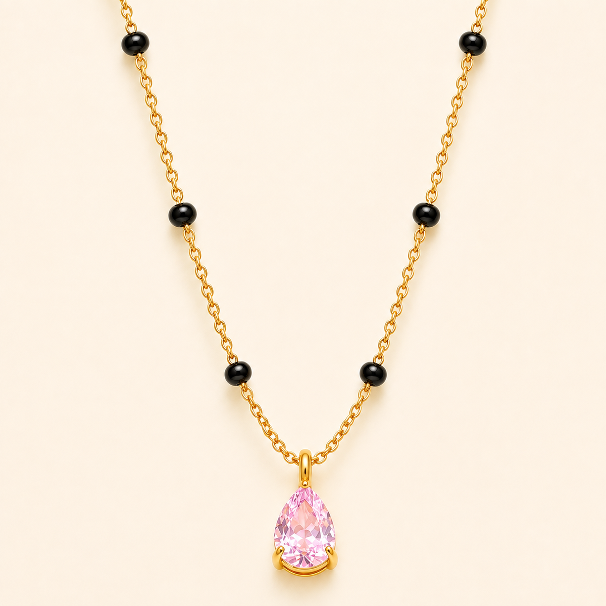 Pink Drop Mangalsutra - 18k Gold Plated Anti Tarnish jewellery