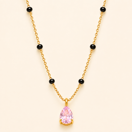 Pink Drop Mangalsutra - 18k Gold Plated Anti Tarnish jewellery