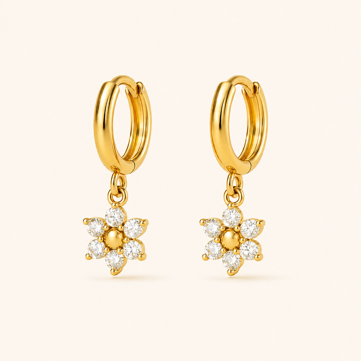 Flower Drop Earrings - 18k Gold Plated  | Anti Tarnish