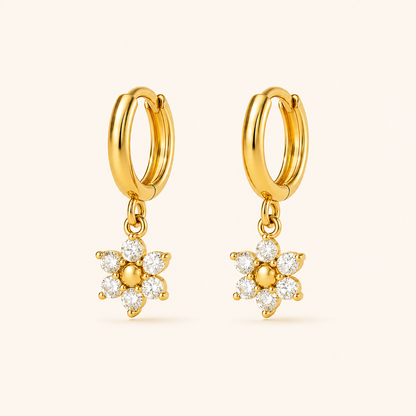 Flower Drop Earrings - 18k Gold Plated  | Anti Tarnish
