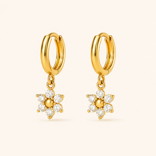 Flower Drop Earrings - 18k Gold Plated  | Anti Tarnish
