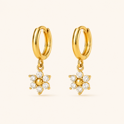 Flower Drop Earrings - 18k Gold Plated  | Anti Tarnish