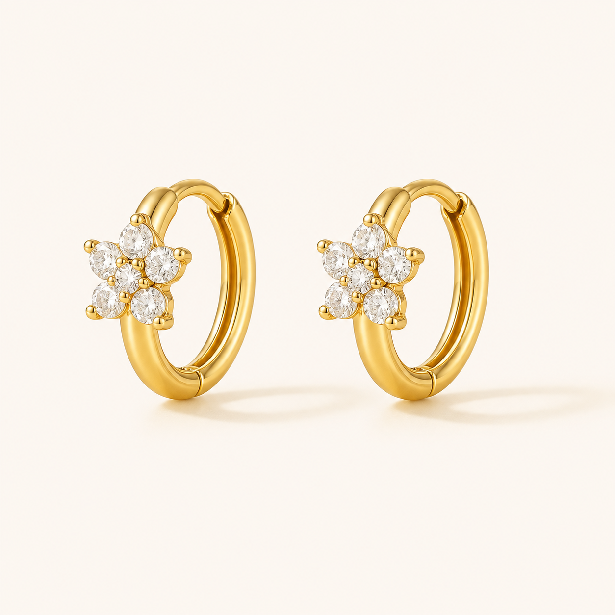 Flazo Flower Huggies Earrings - 18K Gold Plated