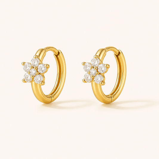 Flazo Flower Huggies Earrings - 18K Gold Plated