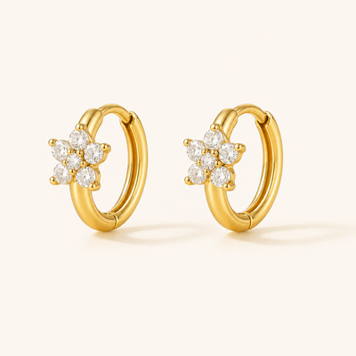 Flazo Flower Huggies Earrings - 18K Gold Plated