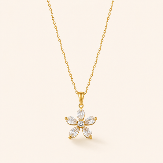 Statement Flower Necklace - 18K Gold Plated