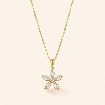 Statement Flower Necklace - 18K Gold Plated