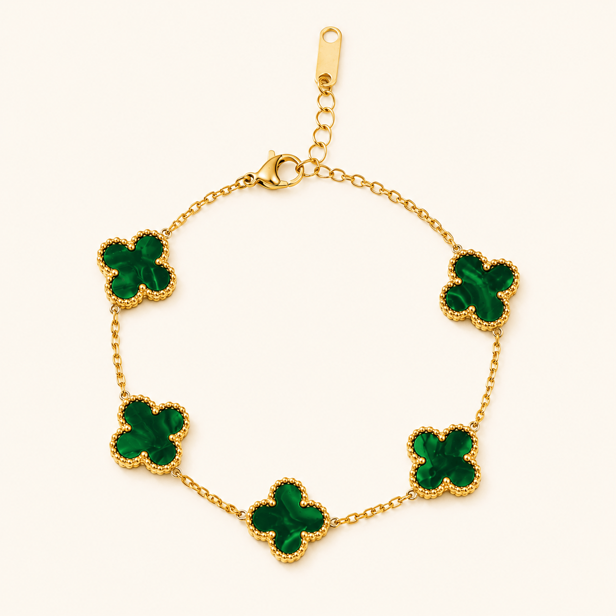 Dartmouth Green Clover Bracelet - 18K Gold Plated