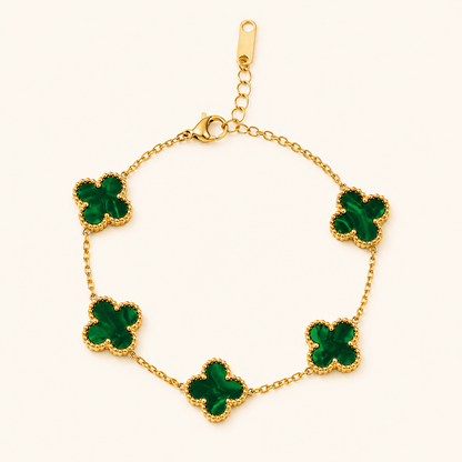 Dartmouth Green Clover Bracelet - 18K Gold Plated