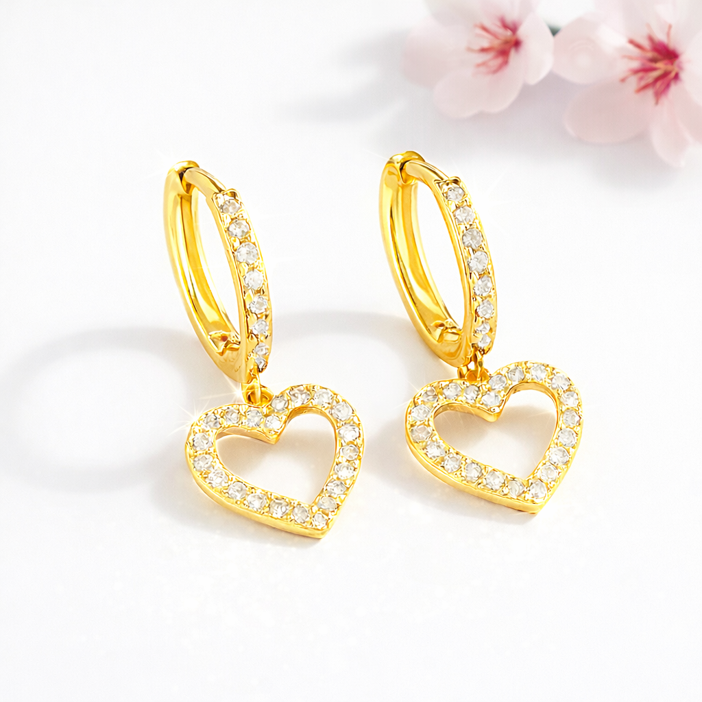 Muse Hearts Earrings - 18K Gold Plated