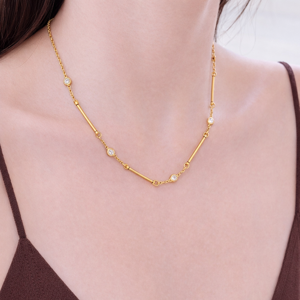 Spark Bar Necklace - 18K Gold Plated