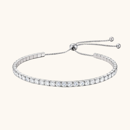 Crystal Line Slider Bracelet - Silver Plated