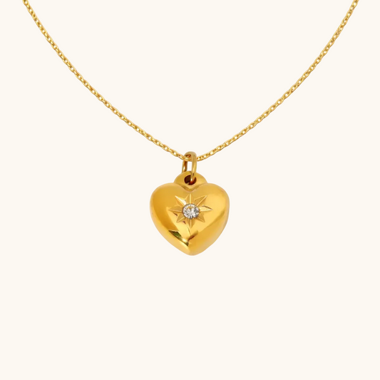 Starlit Heart Pendant – 18K Gold Plated