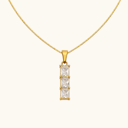 Trinity Baguette Pendant – 18K Gold Plated