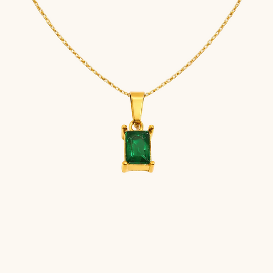 Emerald Prism Pendant – 18K Gold Plated