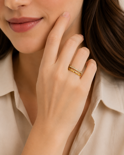 Aurelia Wave Ring - 18k Gold Plated
