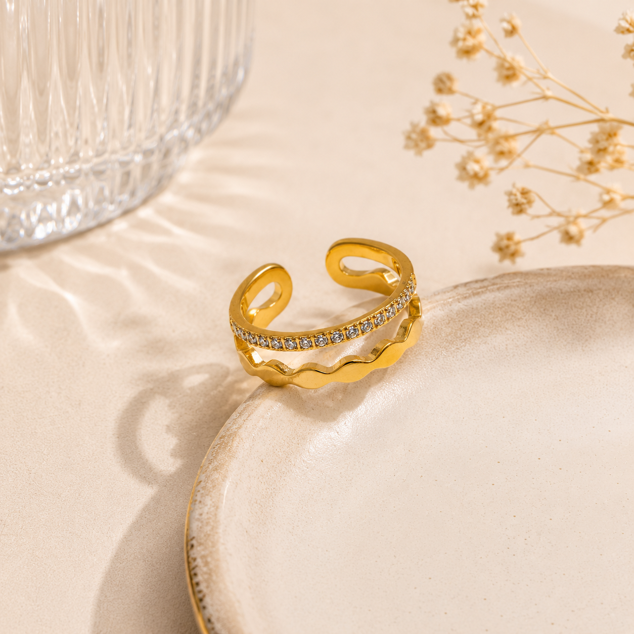 Aurelia Wave Ring - 18k Gold Plated