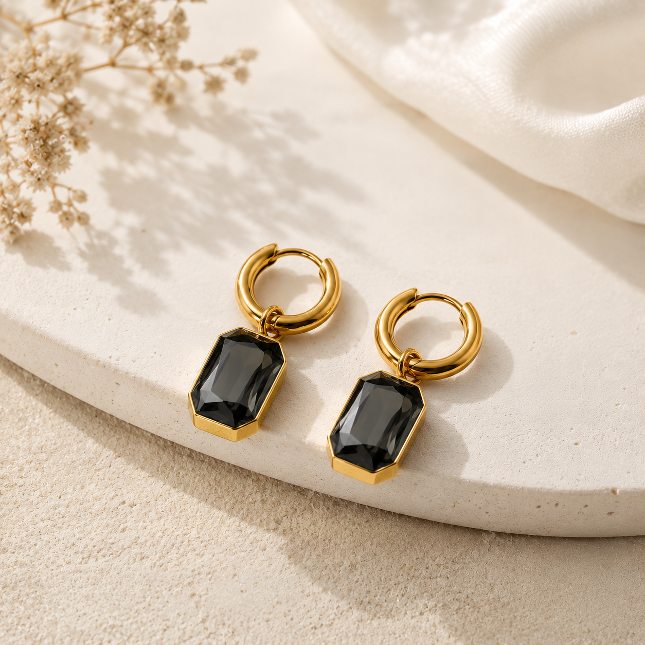 Midnight Muse Hoops Earrings - 18k Gold Plated