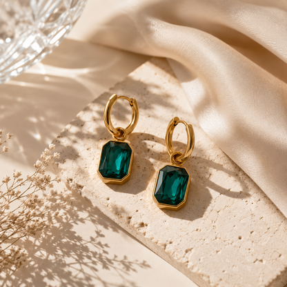 Emerald Muse Hoops Earrings - 18K Gold Plating