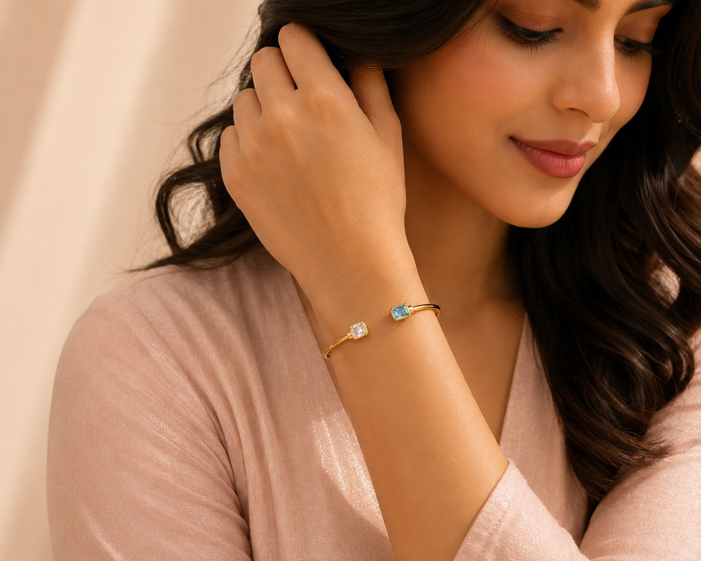 Twinlight Bangle Cuff - 18k Gold Plated (Adjustable)