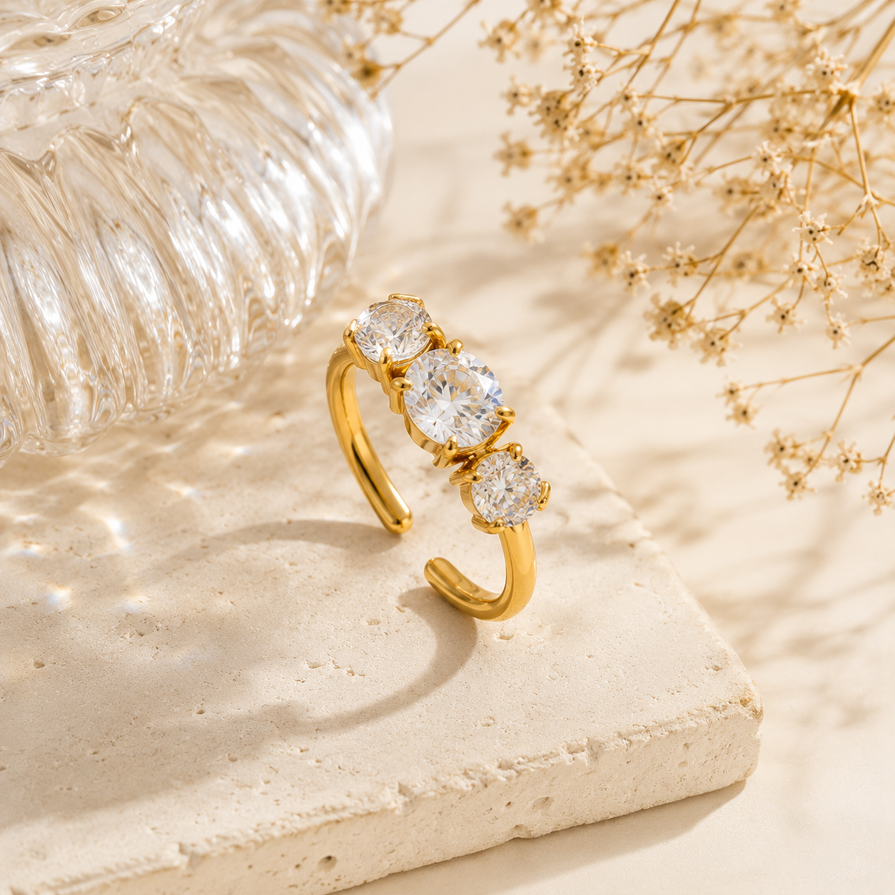 Spark Trio Ring - 18K Gold Plated