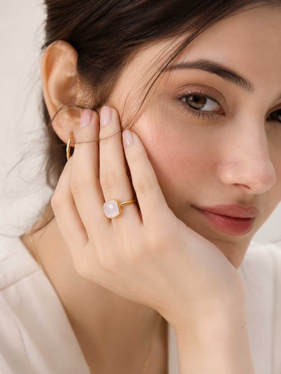 Opal Stone Ring - 18k Gold Plated
