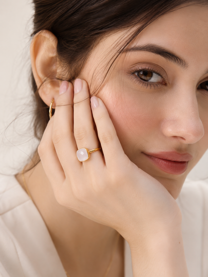 Opal Stone Ring - 18k Gold Plated