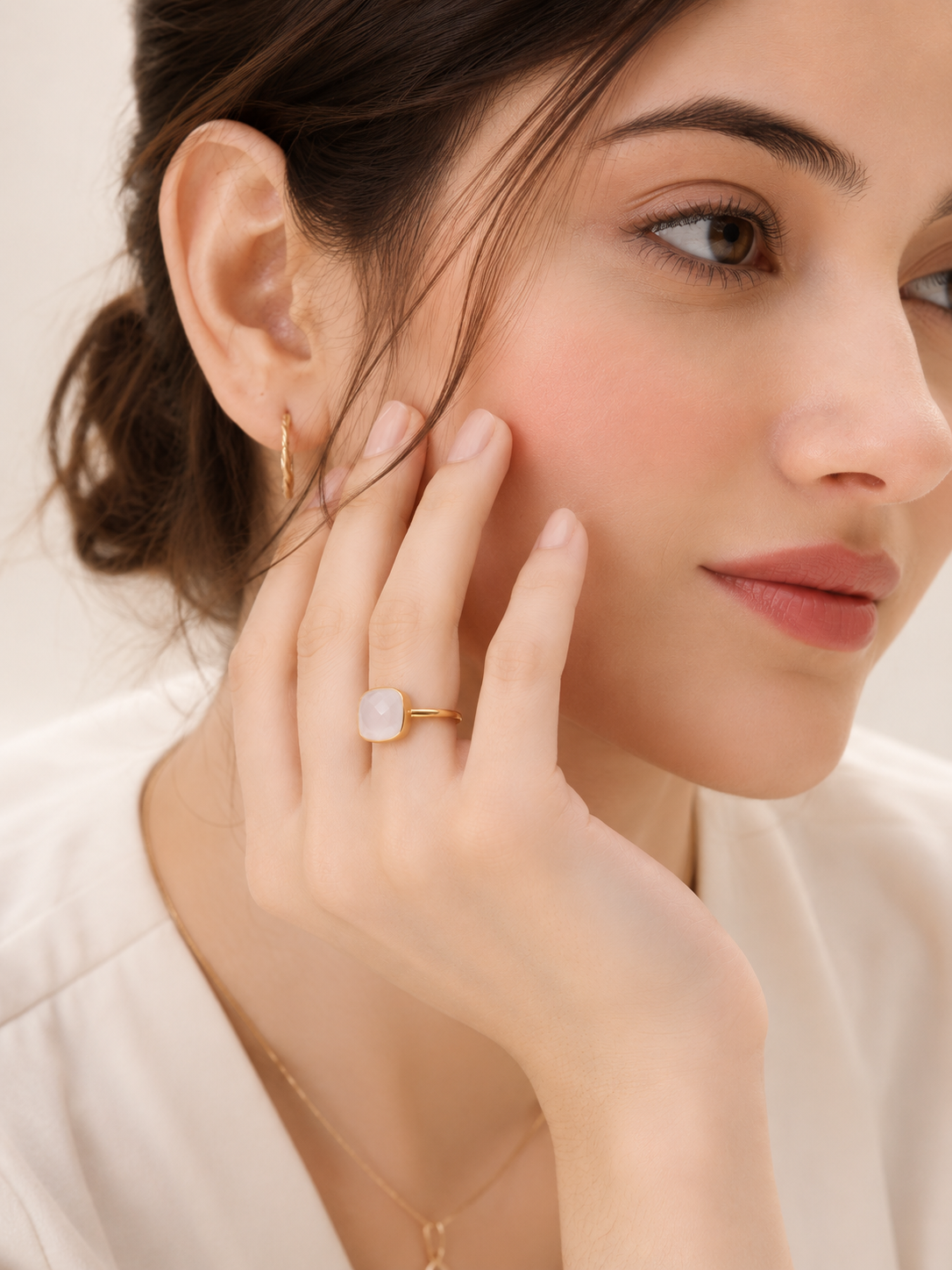 Opal Stone Ring - 18k Gold Plated