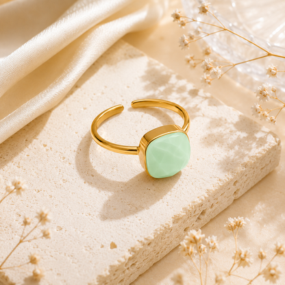 Opal Mint Stone Ring - 18k Gold Plated