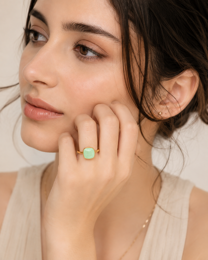 Opal Mint Stone Ring - 18k Gold Plated