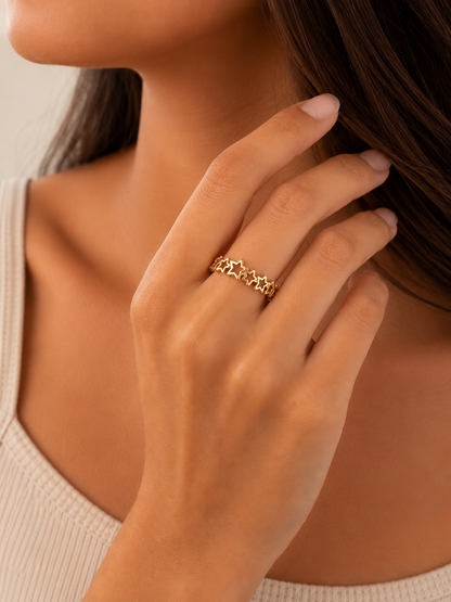 Midnight Star Ring - 18k Gold Plated ( Adjustable )