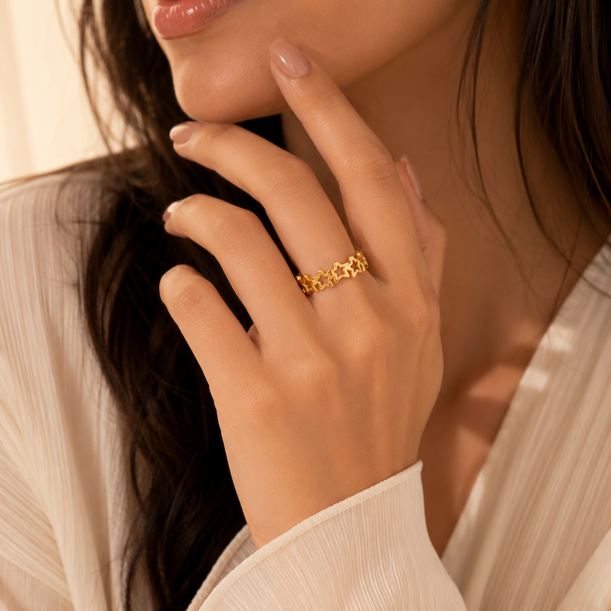 Midnight Star Ring - 18k Gold Plated ( Adjustable )