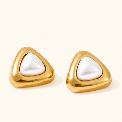 Pebble Pearl Studs - 18k Gold Plated