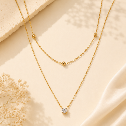 Duo Layered Necklace - 18K Gold Plated