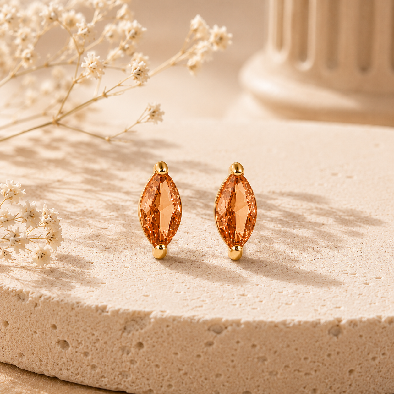 Ember Drop Studs Earrings - 18K Gold Plated