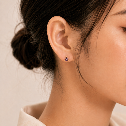 Violet Prism Studs Earrings - 18K Gold Plated
