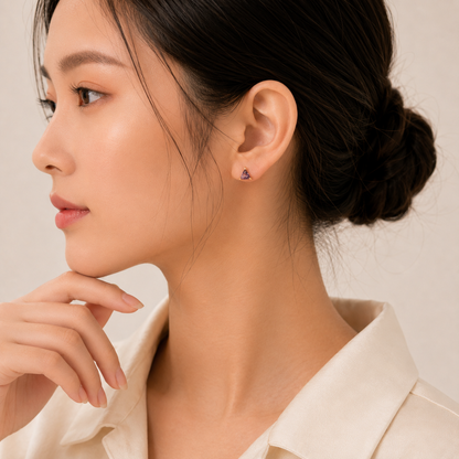 Violet Prism Studs Earrings - 18K Gold Plated
