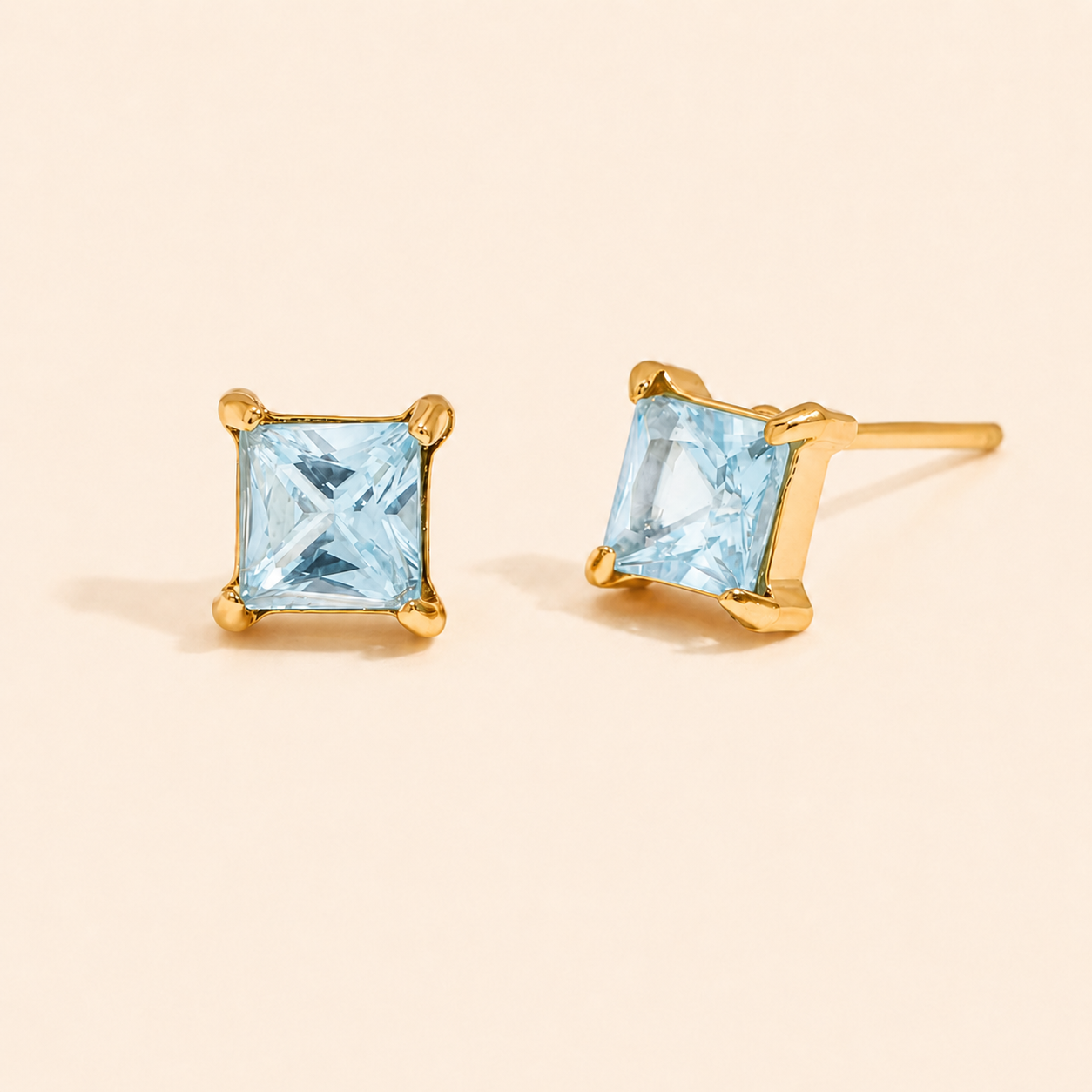 Aqua Radiance Studs Earrings - 18K Gold Plated