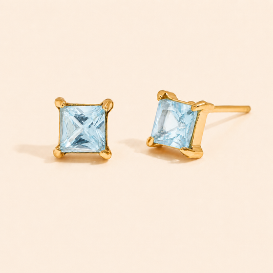 Aqua Radiance Studs Earrings - 18K Gold Plated