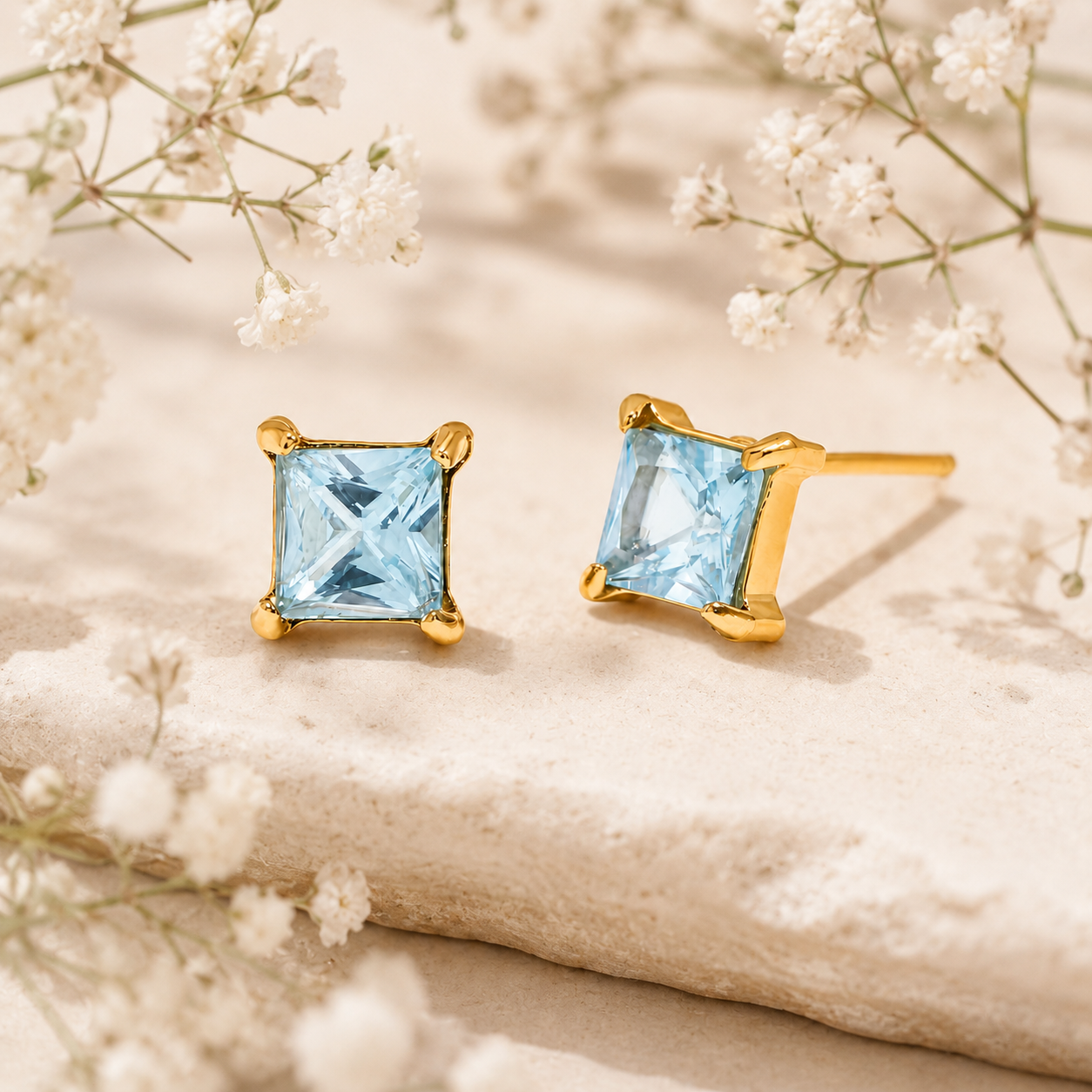 Aqua Radiance Studs Earrings - 18K Gold Plated