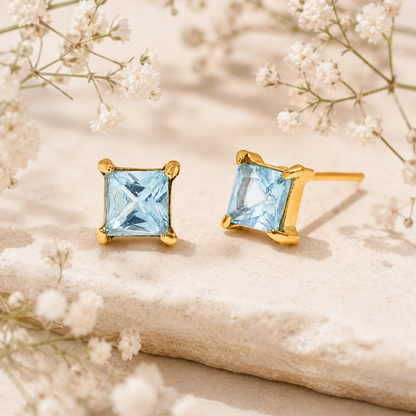 Aqua Radiance Studs Earrings - 18K Gold Plated