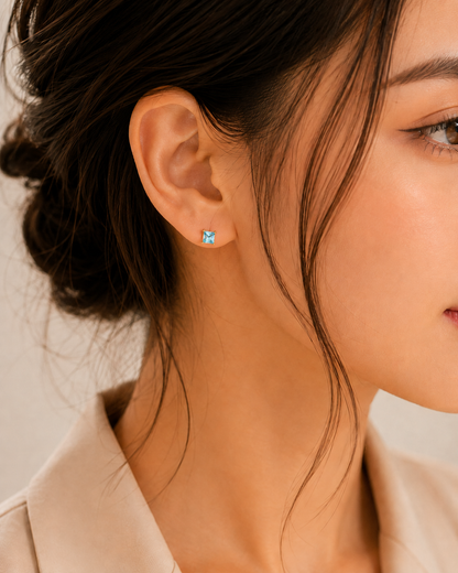 Aqua Radiance Studs Earrings - 18K Gold Plated