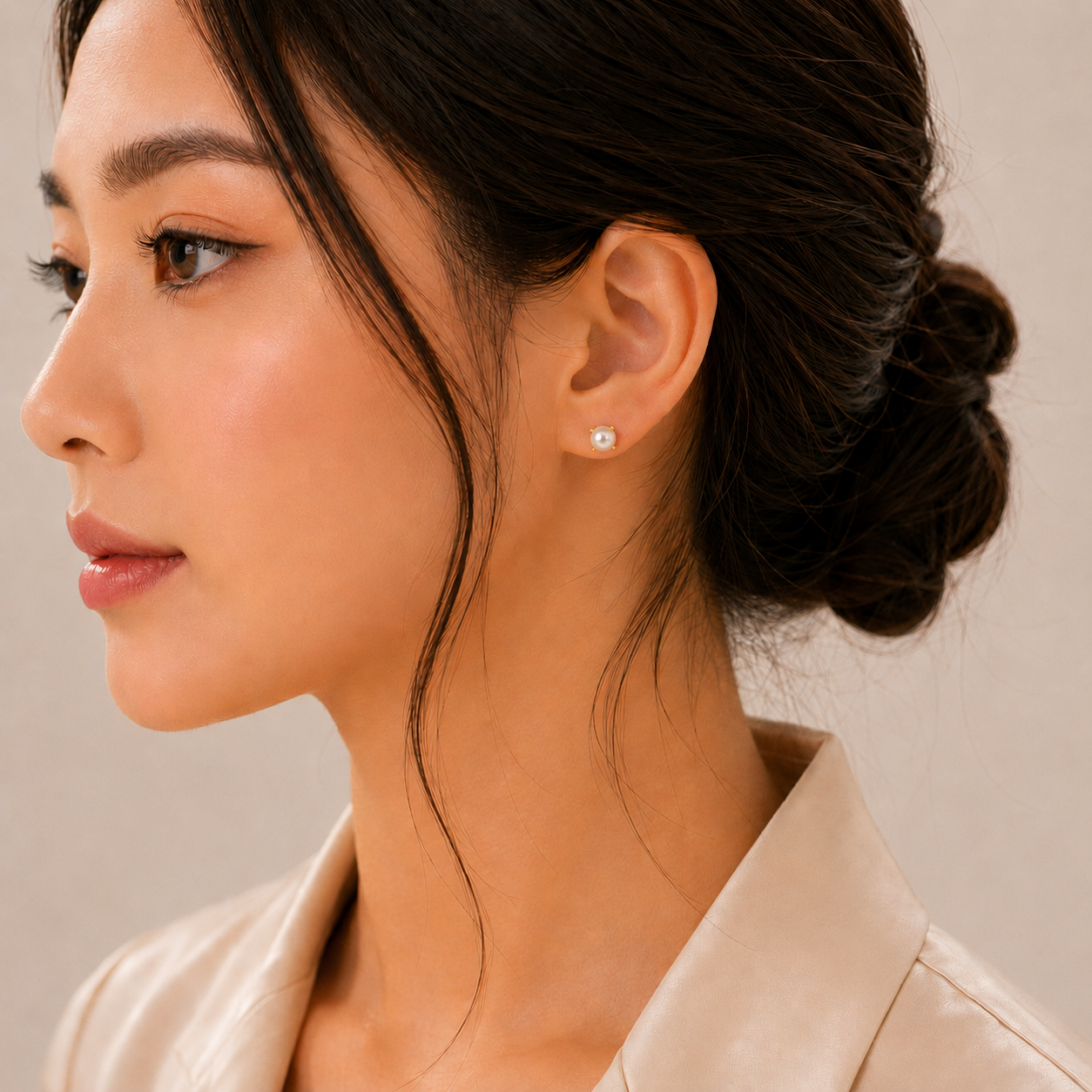 Pearl Dot Studs Earrings - 18K Gold Plated