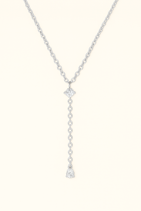 Halo Drop Necklace - 925 Sterling silver