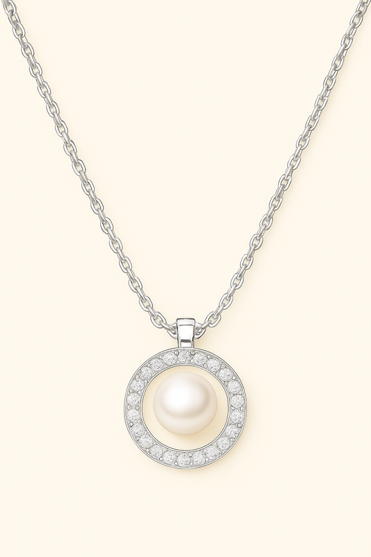 Pearl Loop Necklace - 925 Sterling silver