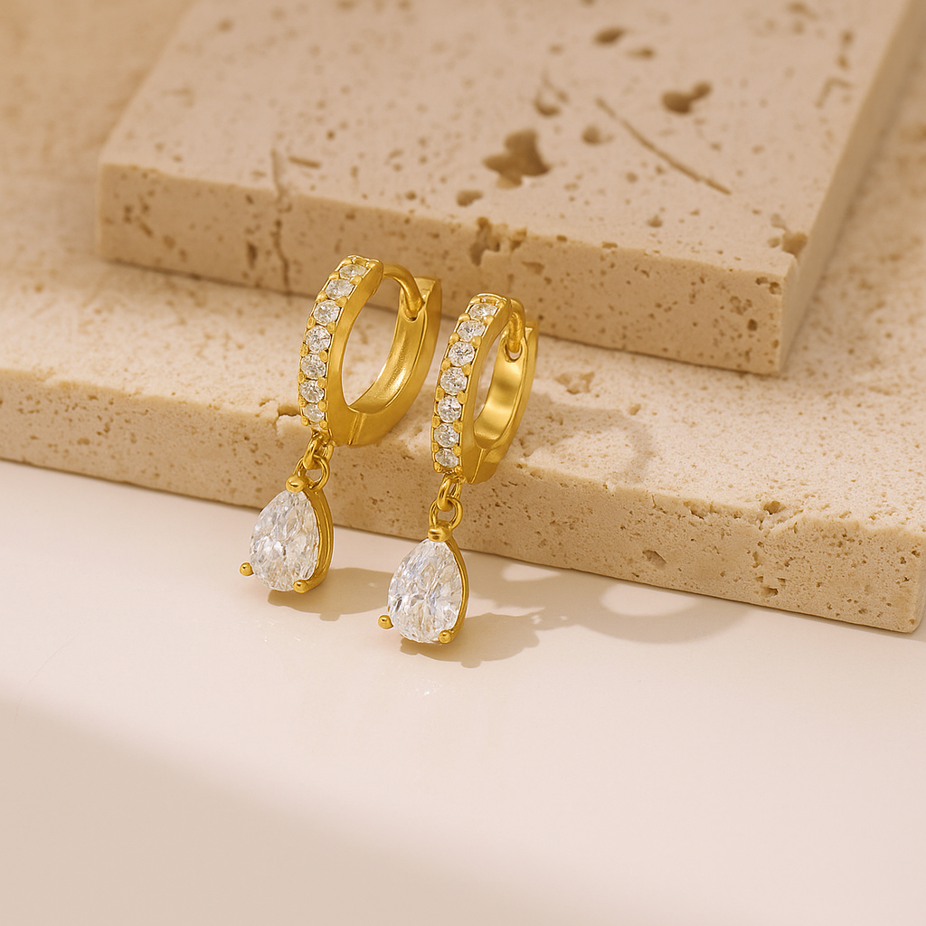 Sia  Solitaire Earrings - 18K Gold Plated